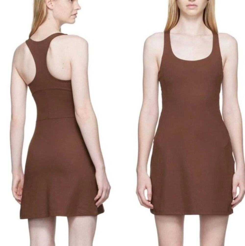 Girlfriend Collective Paloma Racerback Dress in Storm Mauve, Size Medium